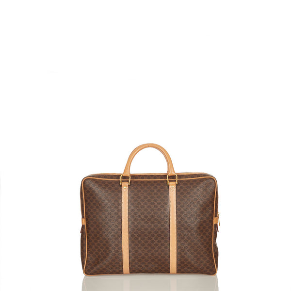 セリーヌ マカダム ブラウン PVC レザー ビジネスバッグ レディース CELINE 【中古】