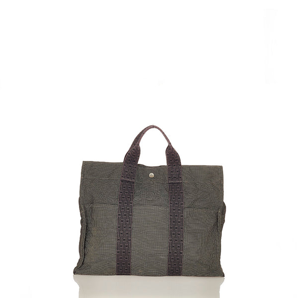 エルメス エールライントートMM グレー ナイロン キャンバス トートバッグ ユニセックス HERMES 【中古】