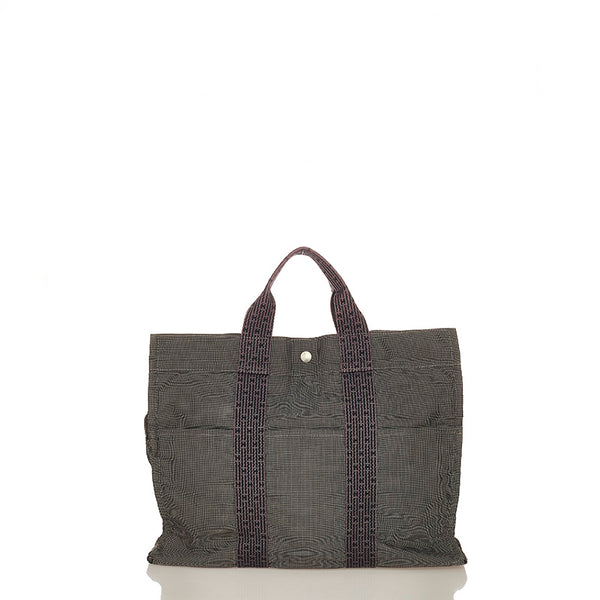 エルメス エールライントートMM グレー ナイロン キャンバス トートバッグ ユニセックス HERMES 【中古】