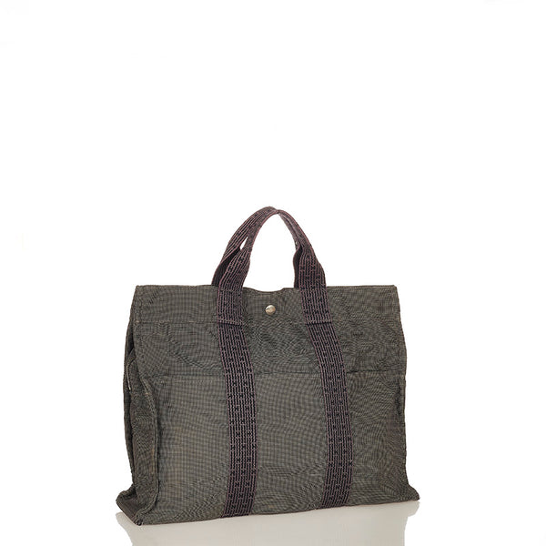エルメス エールライントートMM グレー ナイロン キャンバス トートバッグ ユニセックス HERMES 【中古】