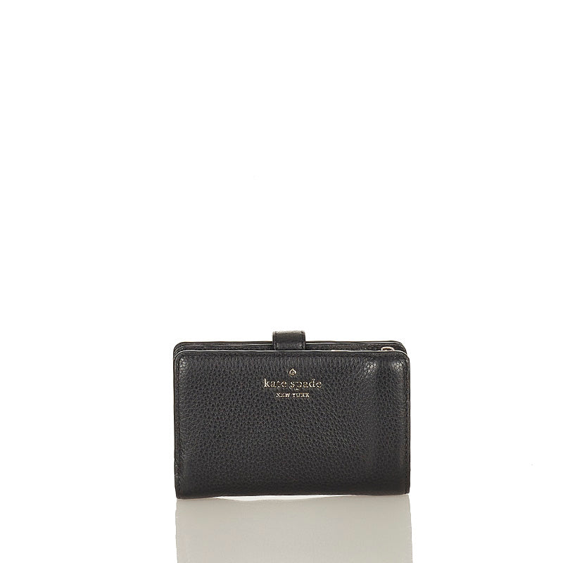 ケイトスペード 二つ折り財布 WLRO0394 ブラック レザー レディース Kate Spade 【中古】