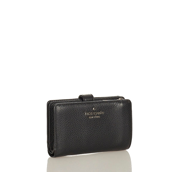 ケイトスペード 二つ折り財布 WLRO0394 ブラック レザー レディース Kate Spade 【中古】