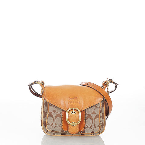 コーチ シグネチャー 11593 キャンバス レザー ショルダーバッグ レディース COACH 【中古】