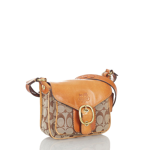 コーチ シグネチャー 11593 キャンバス レザー ショルダーバッグ レディース COACH 【中古】