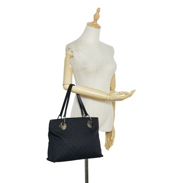 グッチ GGキャンバス ハンドバッグ トートバッグ 120837 ブラック キャンバス レザー レディース GUCCI 【中古】