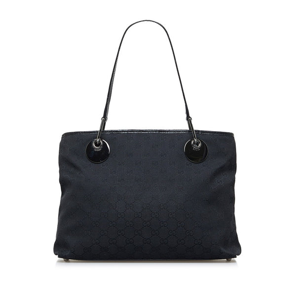 グッチ GGキャンバス ハンドバッグ トートバッグ 120837 ブラック キャンバス レザー レディース GUCCI 【中古】