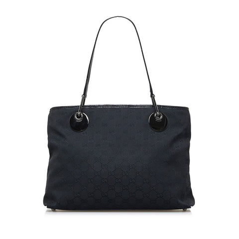 グッチ GGキャンバス ハンドバッグ トートバッグ 120837 ブラック キャンバス レザー レディース GUCCI 【中古】