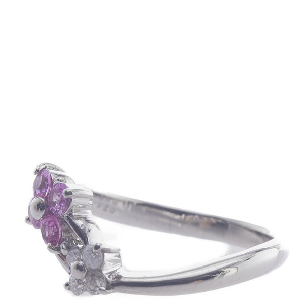 Pt900 プラチナ ピンクサファイア0.24ct ダイヤ0.08ct リング 指輪 レディース 7号 【中古】