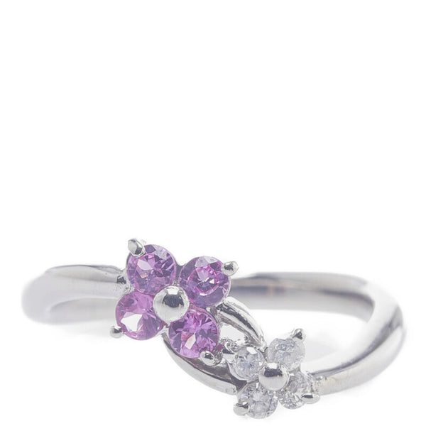 Pt900 プラチナ ピンクサファイア0.24ct ダイヤ0.08ct リング 指輪 レディース 7号 【中古】