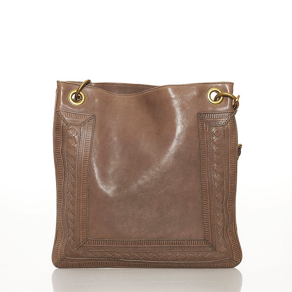 ボッテガヴェネタ イントレチャート 斜め掛け ショルダーバッグ ベージュ レザー レディース BOTTEGAVENETA 【中古】