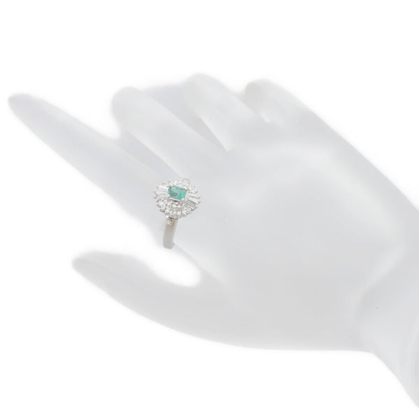 Pt900 プラチナ エメラルド0.31ct ダイヤ0.49ct Pt900　E0.31　D0.49　7.4ｇ リング 指輪 レディース 14.5号 【中古】