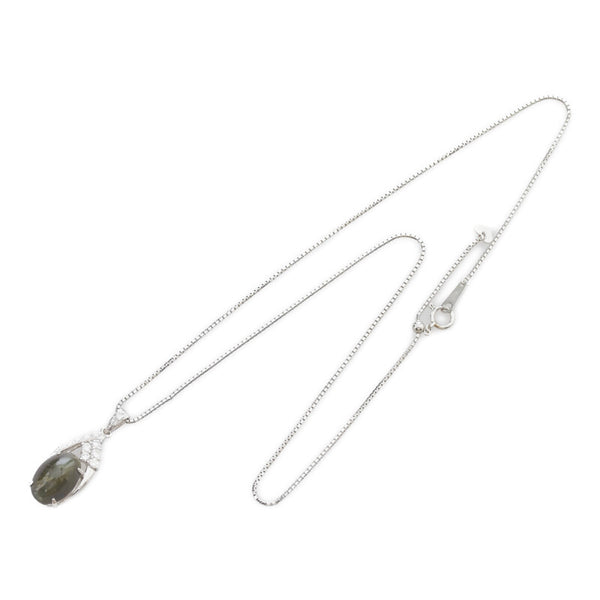 Pt900 プラチナ Pt850 プラチナ キャッツアイ9.56ct ダイヤ0.31ct ネックレス レディース 【中古】