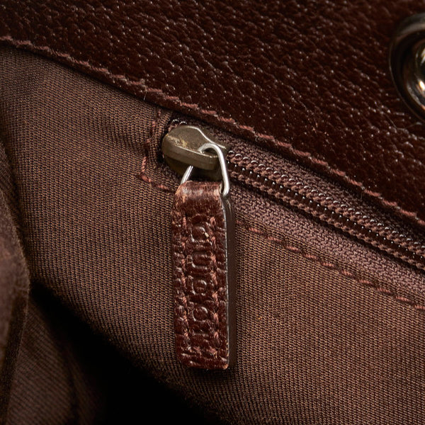 グッチ GGキャンバス トートバッグ 120840 ブラウン キャンバス レザー レディース GUCCI 【中古】