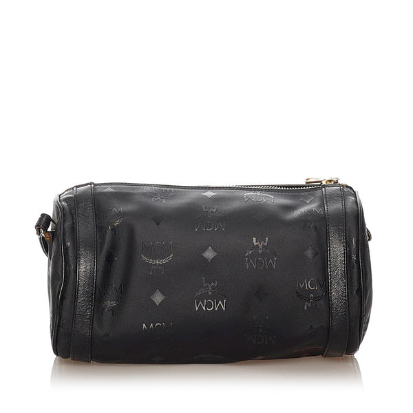 エム シー エム ヴィセトス ロゴグラム 斜め掛け ショルダーバッグ ブラック ナイロン レザー レディース MCM 【中古】
