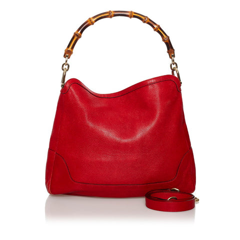 グッチ バンブー ダイアナ 282315 レッド レザー ハンドバッグ ショルダーバッグ 2WAY レディース GUCCI 【中古】