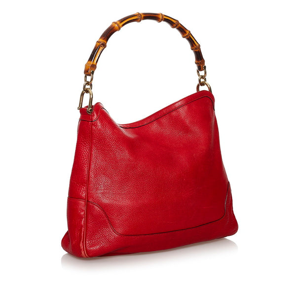 グッチ バンブー ダイアナ 282315 レッド レザー ハンドバッグ ショルダーバッグ 2WAY レディース GUCCI 【中古】