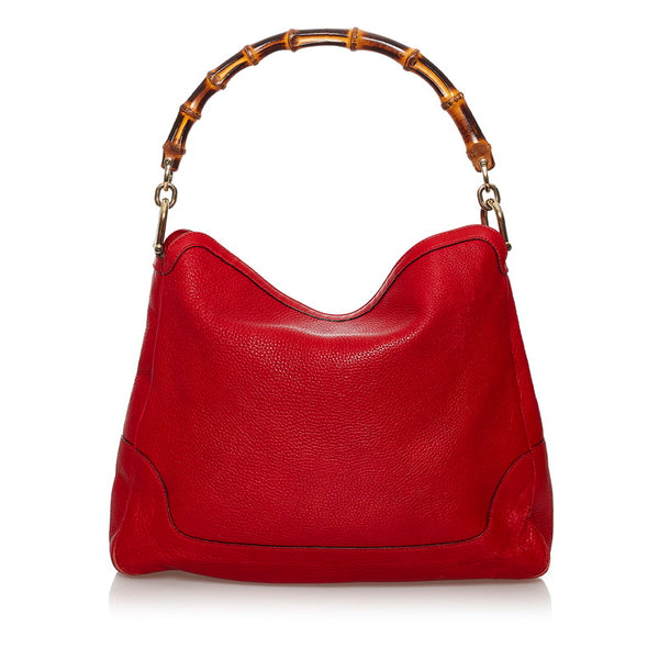 グッチ バンブー ダイアナ 282315 レッド レザー ハンドバッグ ショルダーバッグ 2WAY レディース GUCCI 【中古】