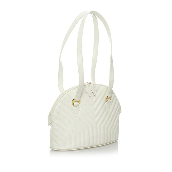 サンローラン 三日月 アイボリー レザー トートバッグ レディース SAINT LAURENT 【中古】