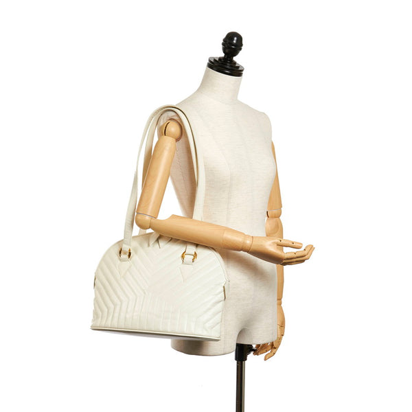 サンローラン 三日月 アイボリー レザー トートバッグ レディース SAINT LAURENT 【中古】