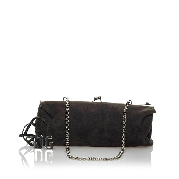ドルチェアンドガッバーナ チェーン ショルダーバッグ カーキ スウェード レディース DOLCE&GABBANA 【中古】