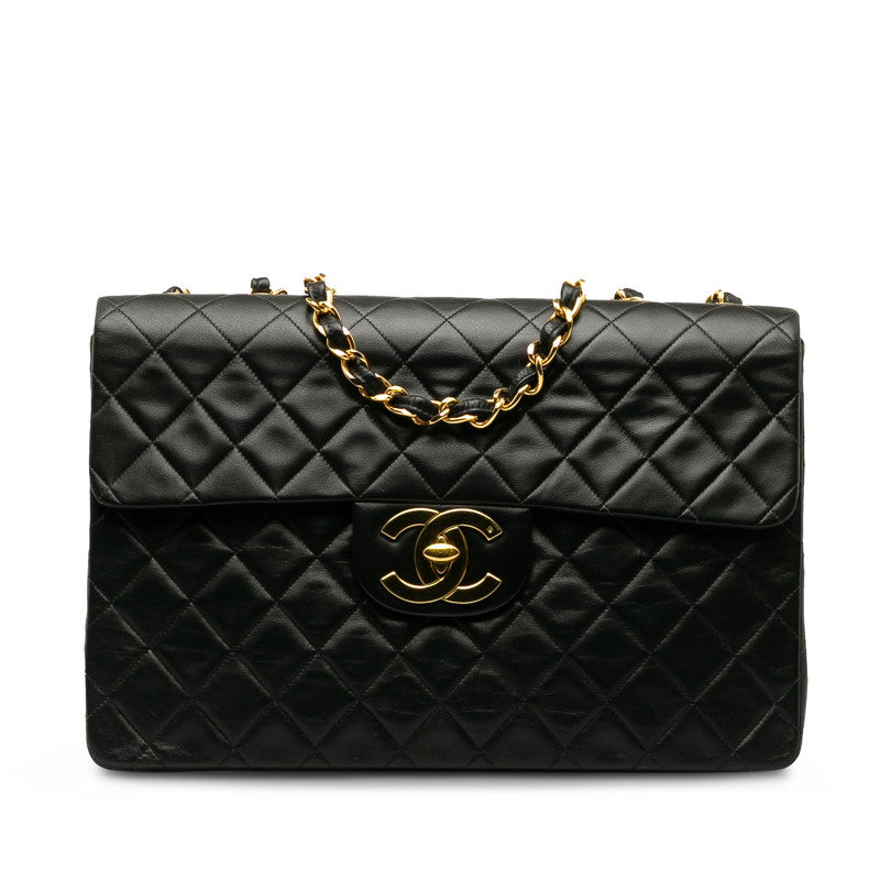 シャネル デカマトラッセ30 ココマーク チェーン 斜め掛け ショルダーバッグ ブラック レザー レディース CHANEL 【中古】