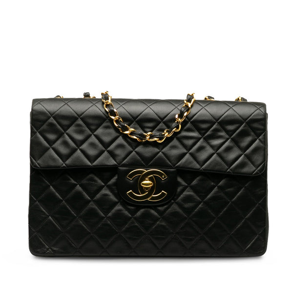 シャネル デカマトラッセ30 ココマーク チェーン 斜め掛け ショルダーバッグ ブラック レザー レディース CHANEL 【中古】