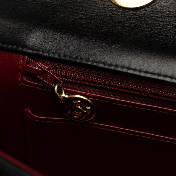 シャネル デカマトラッセ30 ココマーク チェーン 斜め掛け ショルダーバッグ ブラック レザー レディース CHANEL 【中古】