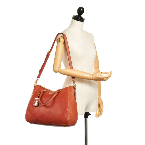 プラダ ハンドバッグ ショルダーバッグ 2WAY ブラウン レザー レディース PRADA 【中古】
