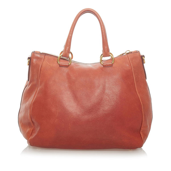 プラダ ハンドバッグ ショルダーバッグ 2WAY ブラウン レザー レディース PRADA 【中古】