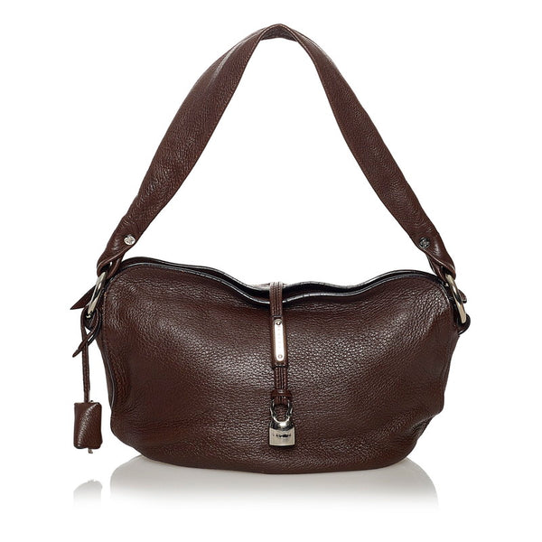 セリーヌ ワンショルダー ブラウン レザー レディース CELINE 【中古】