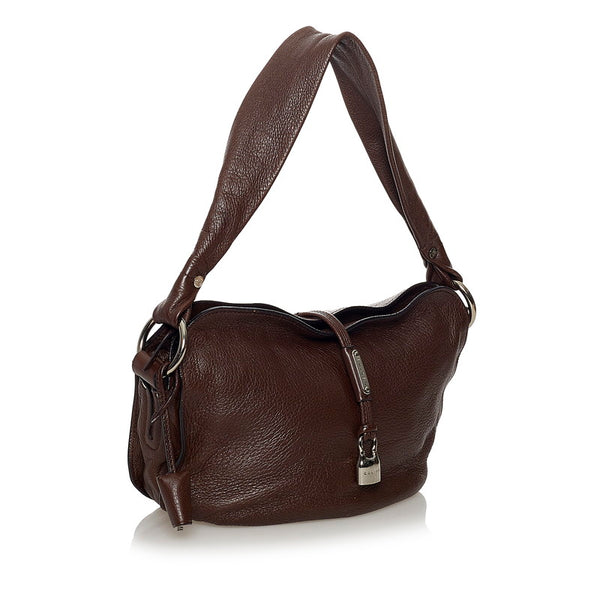 セリーヌ ワンショルダー ブラウン レザー レディース CELINE 【中古】
