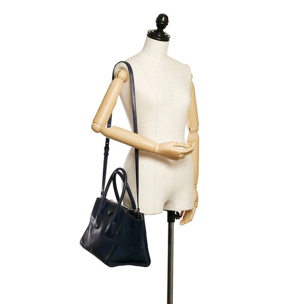 プラダ ネイビー レザー ハンドバッグ ショルダーバッグ 2WAY レディース PRADA 【中古】