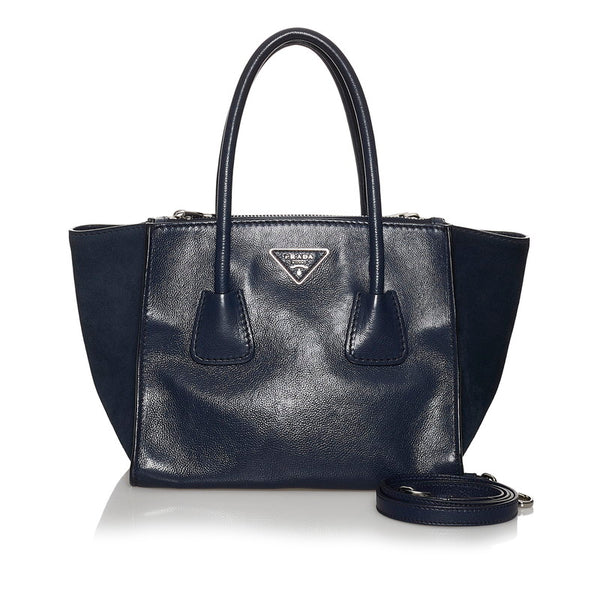 プラダ ネイビー レザー ハンドバッグ ショルダーバッグ 2WAY レディース PRADA 【中古】