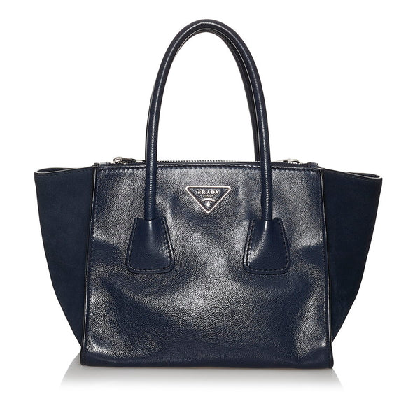 プラダ ネイビー レザー ハンドバッグ ショルダーバッグ 2WAY レディース PRADA 【中古】