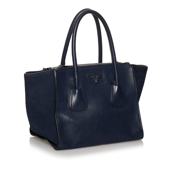 プラダ ネイビー レザー ハンドバッグ ショルダーバッグ 2WAY レディース PRADA 【中古】