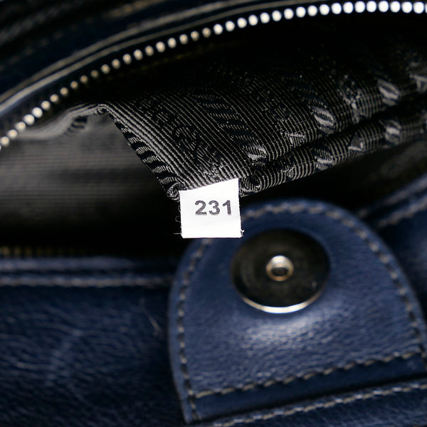 プラダ ネイビー レザー ハンドバッグ ショルダーバッグ 2WAY レディース PRADA 【中古】