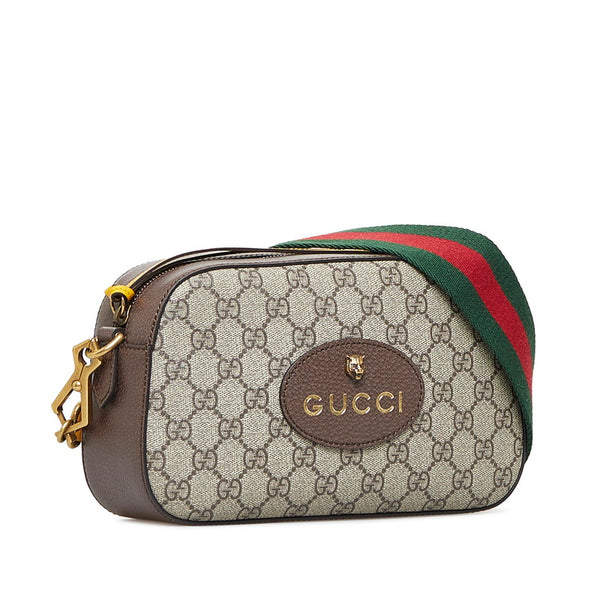 グッチ GGスプリーム キャットヘッド 斜め掛け ショルダーバッグ 476466 ベージュ ブラウン PVC レザー レディース GUCCI 【中古】