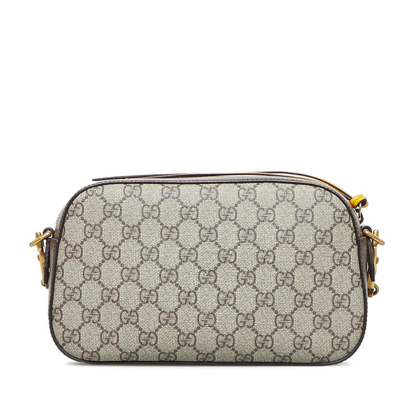 グッチ GGスプリーム キャットヘッド 斜め掛け ショルダーバッグ 476466 ベージュ ブラウン PVC レザー レディース GUCCI 【中古】
