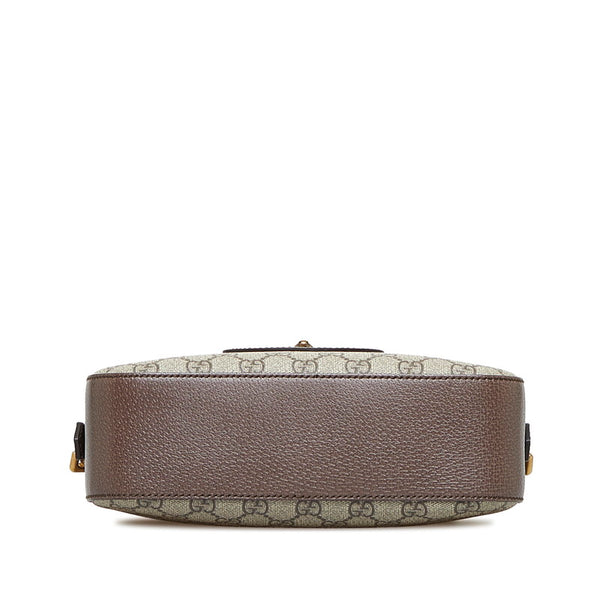 グッチ GGスプリーム キャットヘッド 斜め掛け ショルダーバッグ 476466 ベージュ ブラウン PVC レザー レディース GUCCI 【中古】