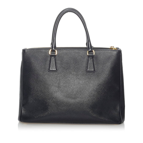 プラダ サフィアーノ ガレリア ブラック レザー ハンドバッグ レディース PRADA 【中古】