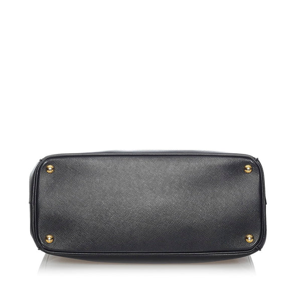 プラダ サフィアーノ ガレリア ブラック レザー ハンドバッグ レディース PRADA 【中古】