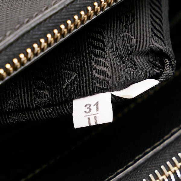 プラダ サフィアーノ ガレリア ブラック レザー ハンドバッグ レディース PRADA 【中古】