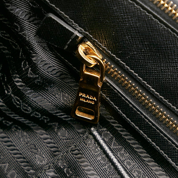 プラダ サフィアーノ ガレリア ブラック レザー ハンドバッグ レディース PRADA 【中古】