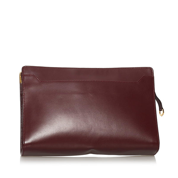 カルティエ マスト セカンドバッグ ボルドー レザー メンズ CARTIER 【中古】