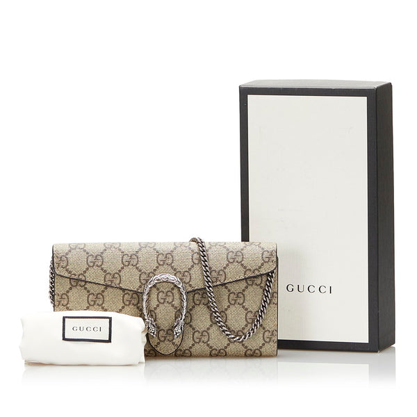 グッチ GGスプリーム ディオニュソス チェーンウォレット 404141 ベージュ PVC レザー レディース GUCCI 【中古】