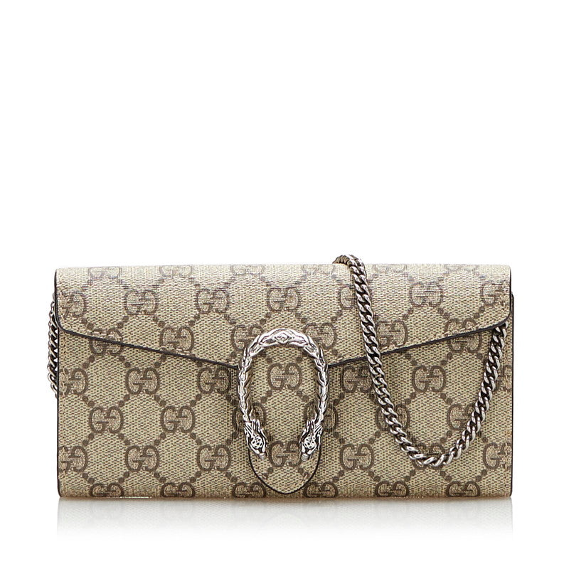 グッチ GGスプリーム ディオニュソス チェーンウォレット 404141 ベージュ PVC レザー レディース GUCCI 【中古】