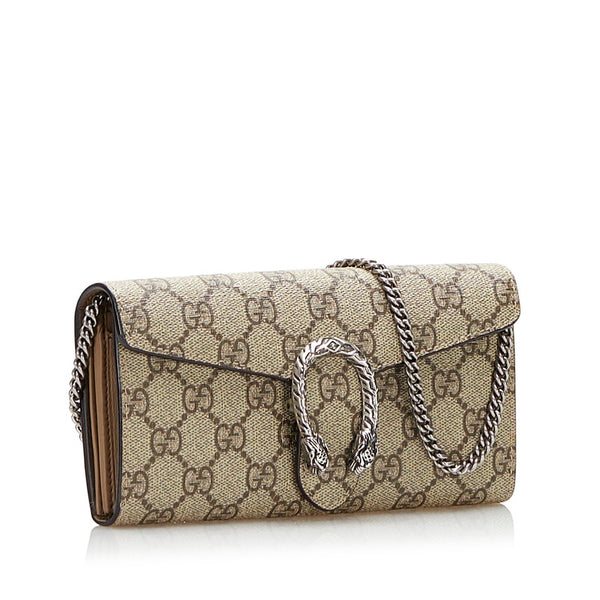 グッチ GGスプリーム ディオニュソス チェーンウォレット 404141 ベージュ PVC レザー レディース GUCCI 【中古】