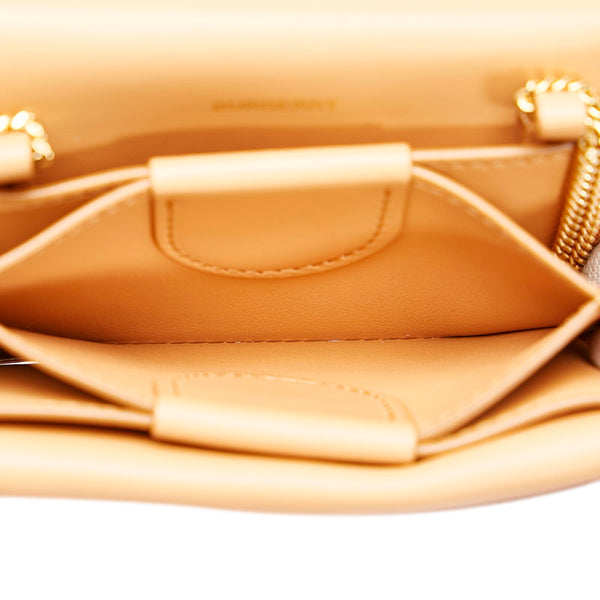 バーバリー TB リカルドティッシ チェーン ショルダーコインケース カードケース 小銭入れ ベージュ レザー レディース BURBERRY 【中古】