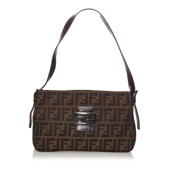 フェンディ ズッカ マンマバケット ワンショルダーバッグ ブラウン キャンバス レザー レディース FENDI 【中古】