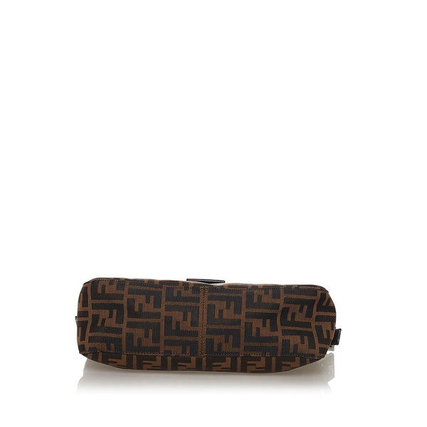 フェンディ ズッカ マンマバケット ワンショルダーバッグ ブラウン キャンバス レザー レディース FENDI 【中古】